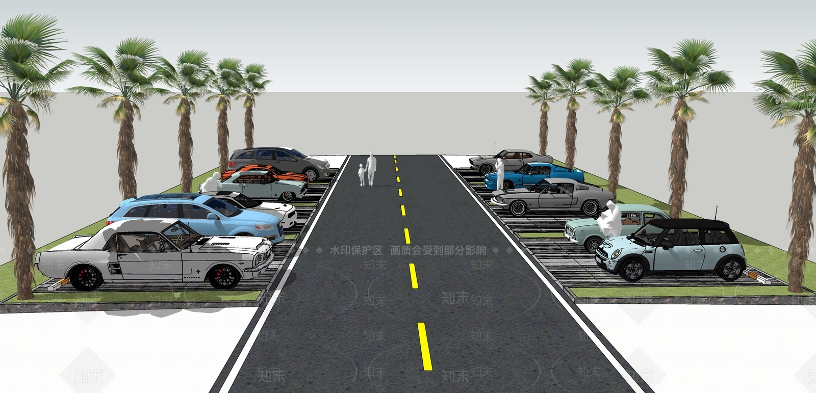 现代生态停车场SU模型下载【ID:1144991605】