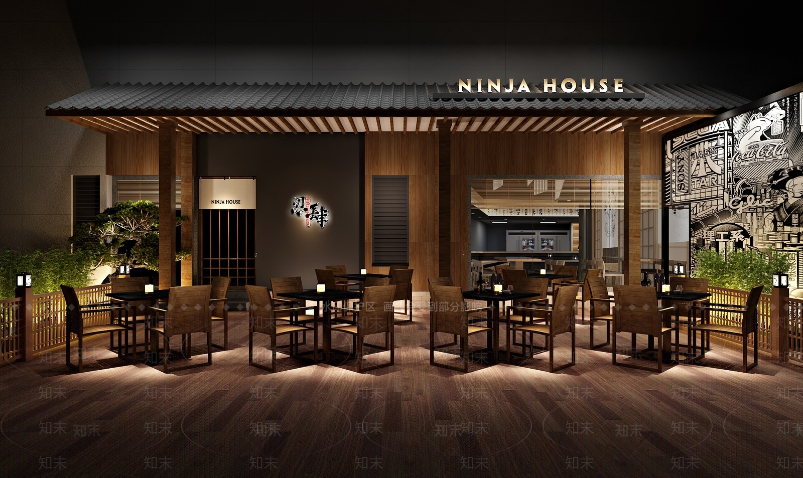 现代日韩料理店外摆SU模型下载【ID:1145742491】_知末su模型网