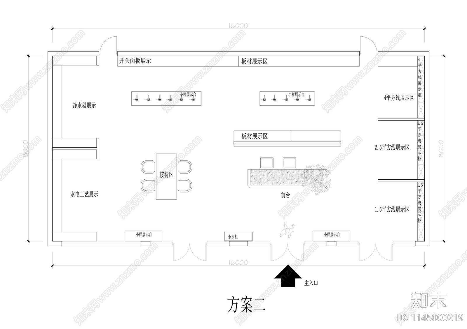 材料展厅平面cad施工图下载【ID:1145000219】