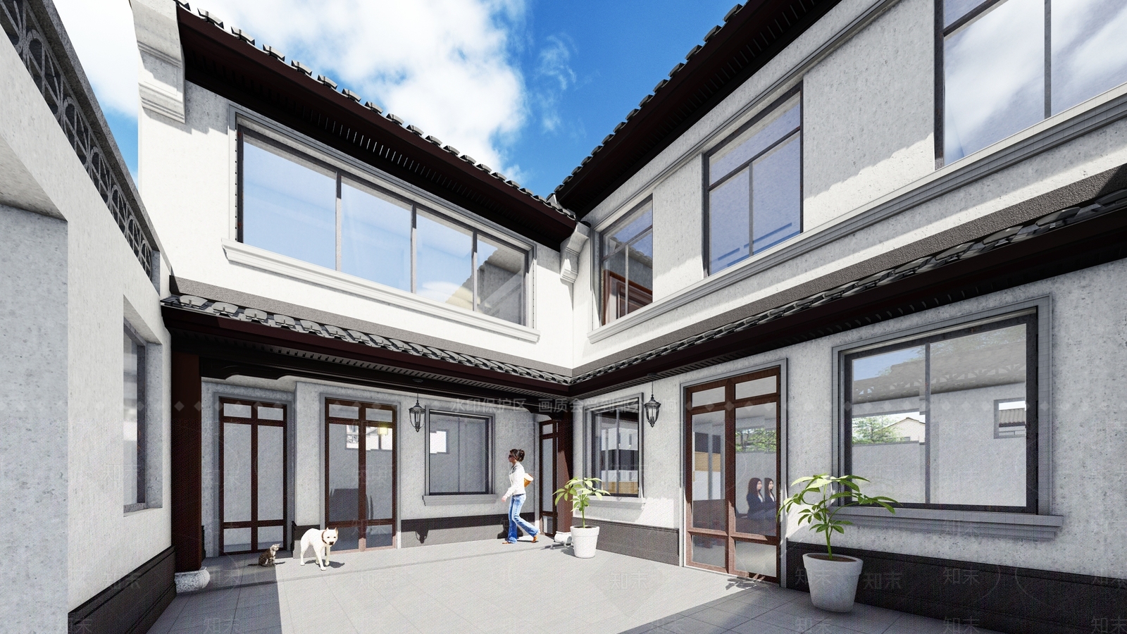 新中式小区建筑SU模型下载【ID:1152760891】