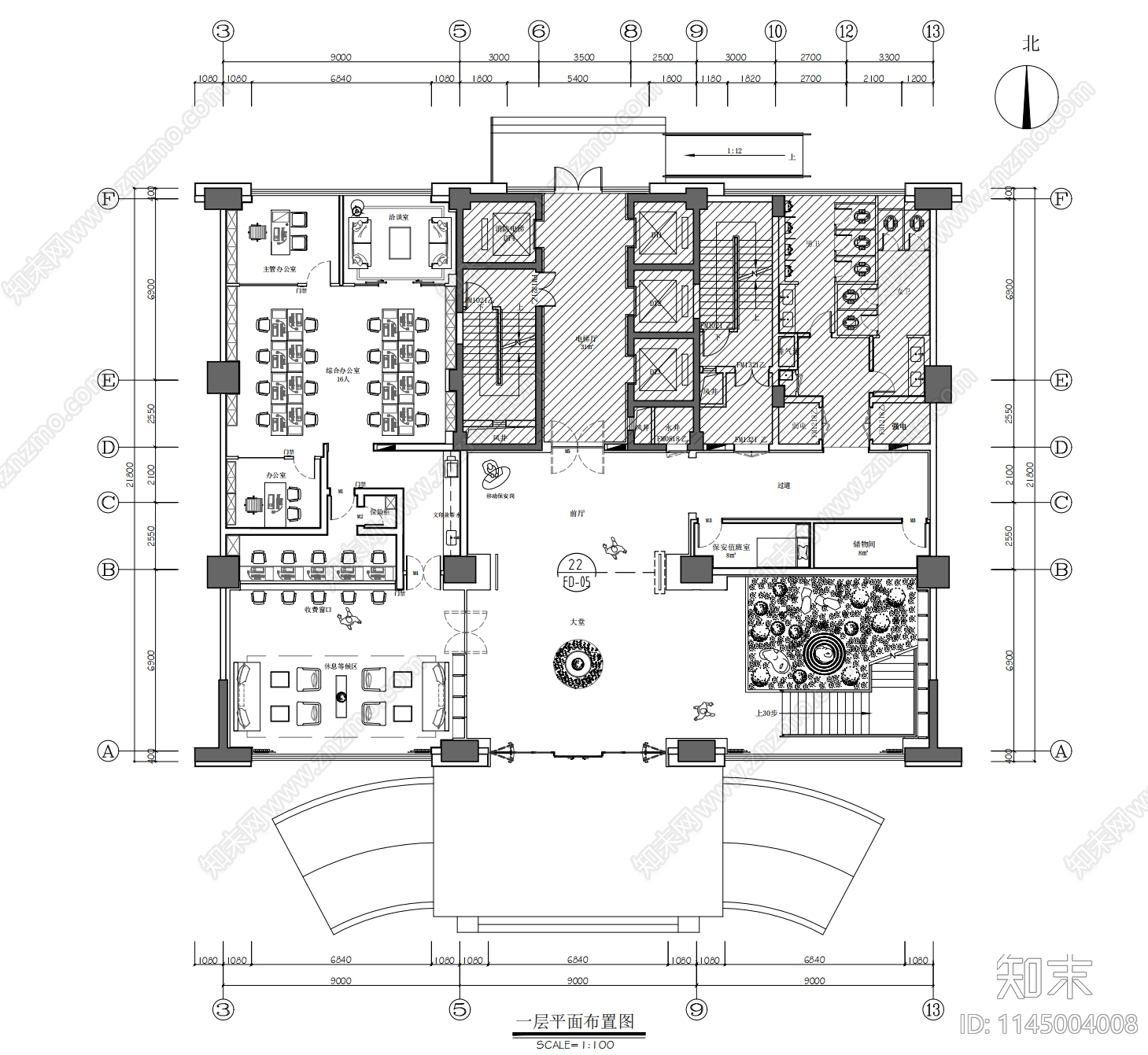 1500㎡两层办公空间详图cad施工图下载【ID:1145004008】