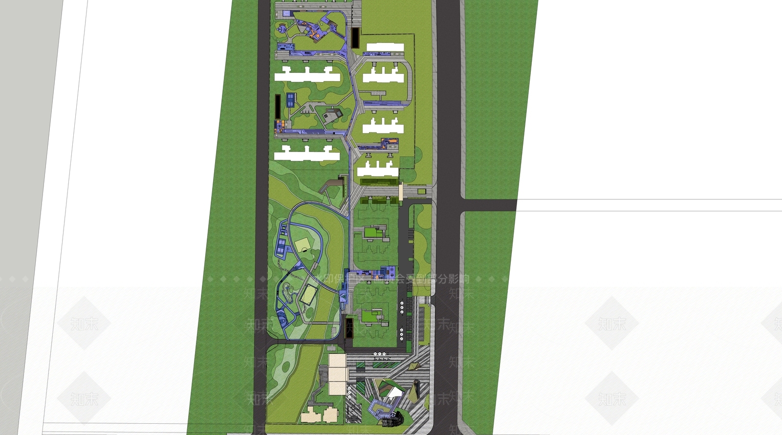 现代小区景观SU模型下载【ID:1145005013】