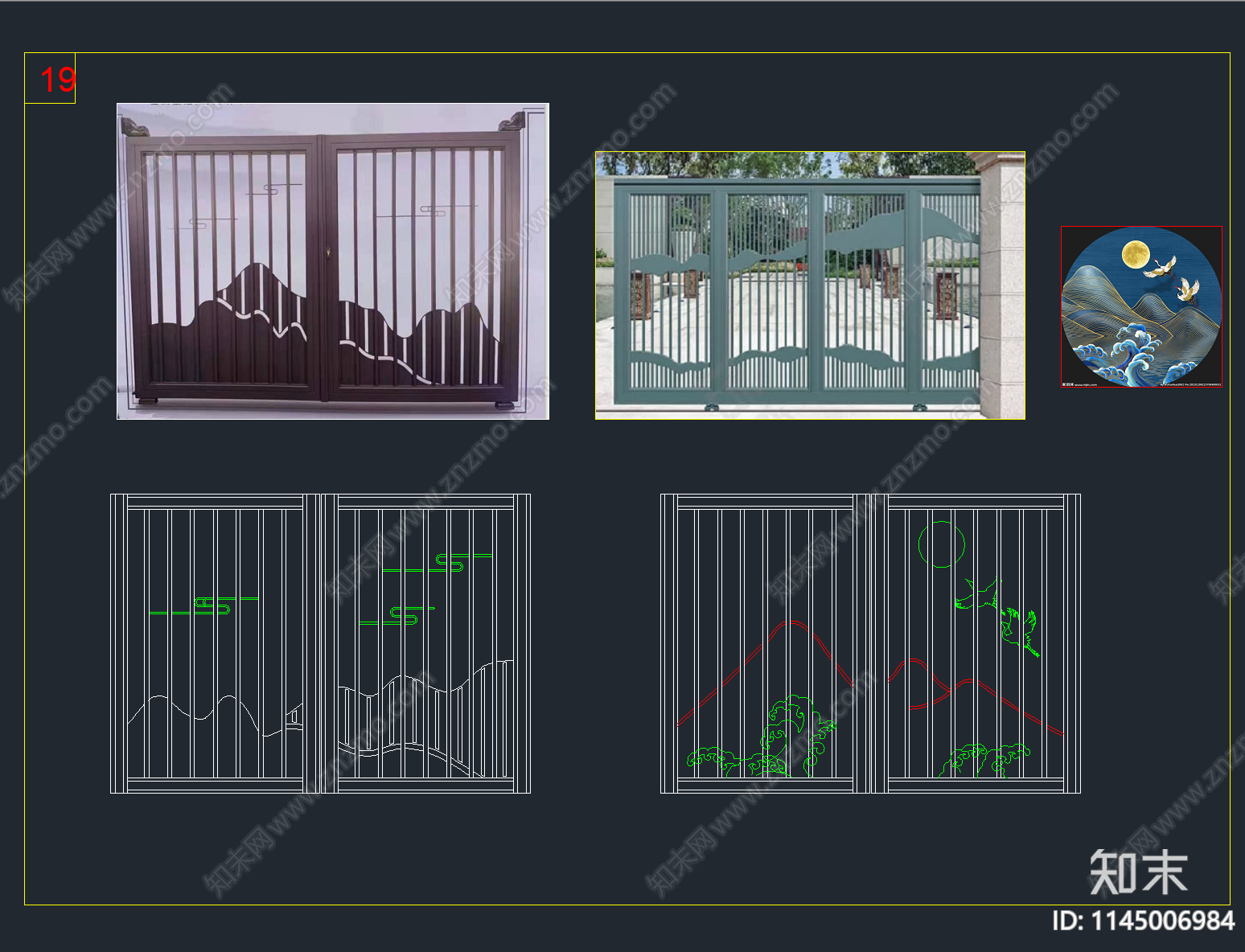 21款别墅铝艺庭院门cad施工图下载【ID:1145006984】