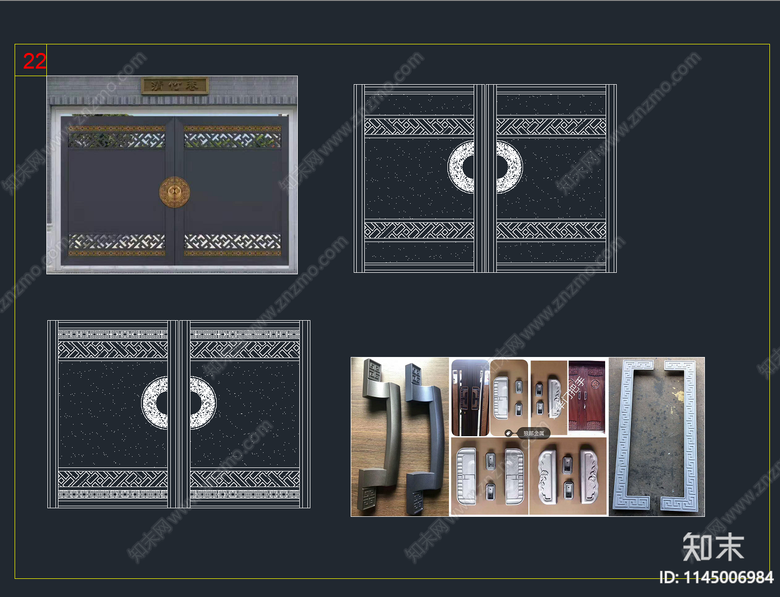 21款别墅铝艺庭院门cad施工图下载【ID:1145006984】