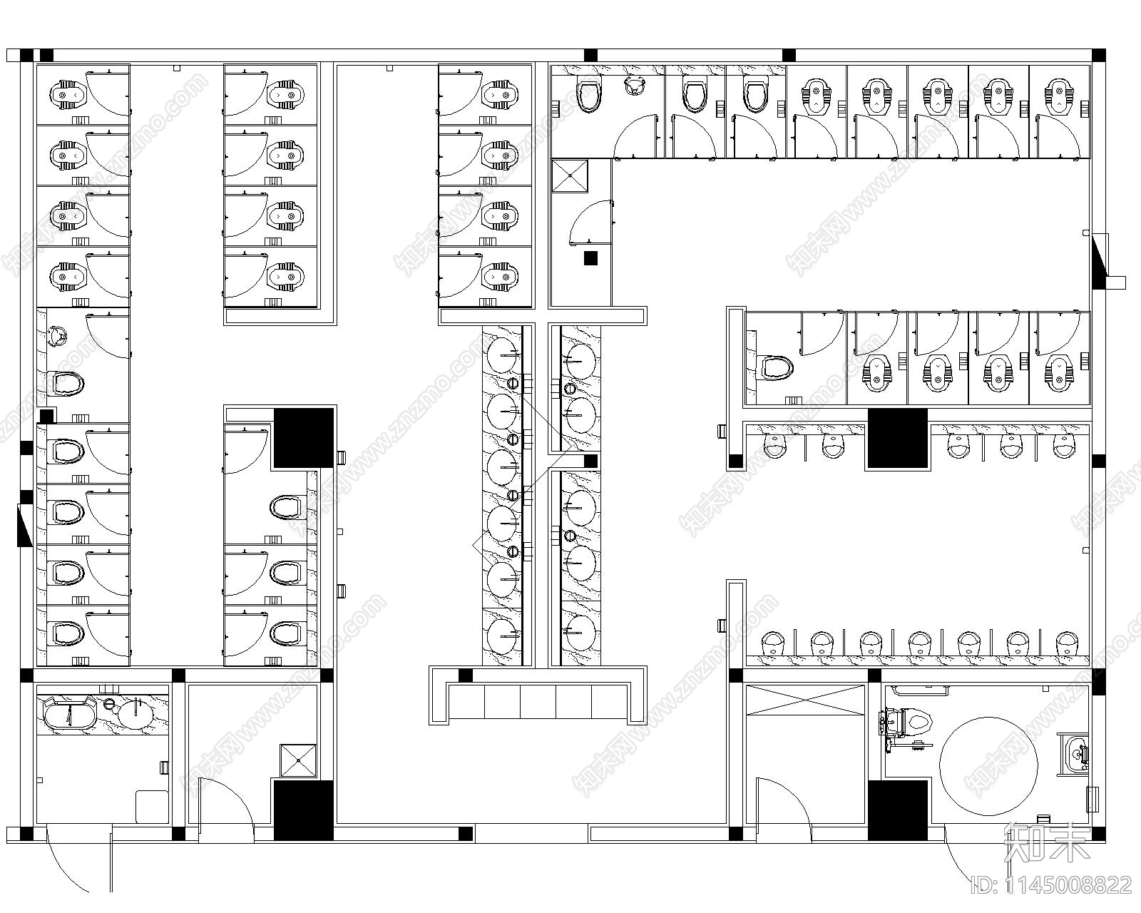 9套商场卫生间详图cad施工图下载【ID:1145008822】