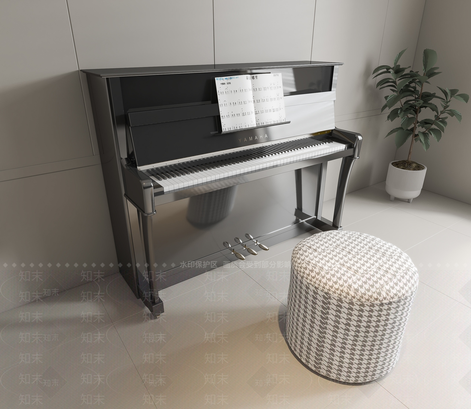 现代钢琴SU模型下载【ID:1145009193】