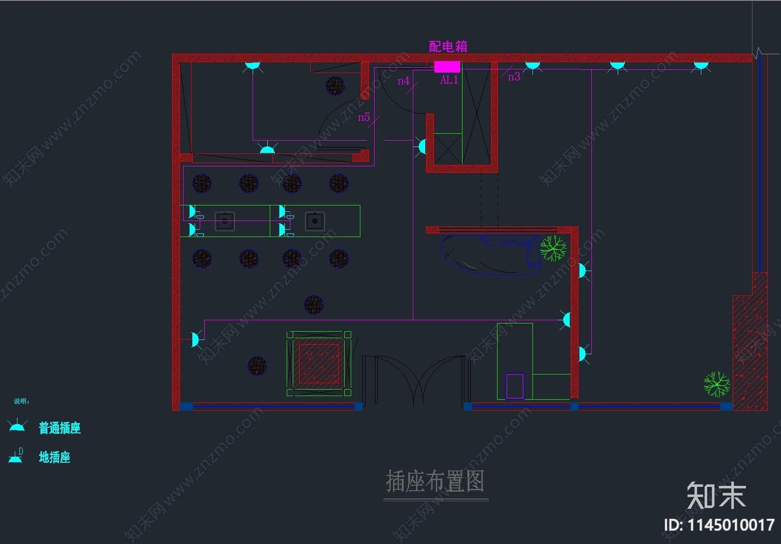 一套完整的美甲店施工图cad施工图下载【ID:1145010017】