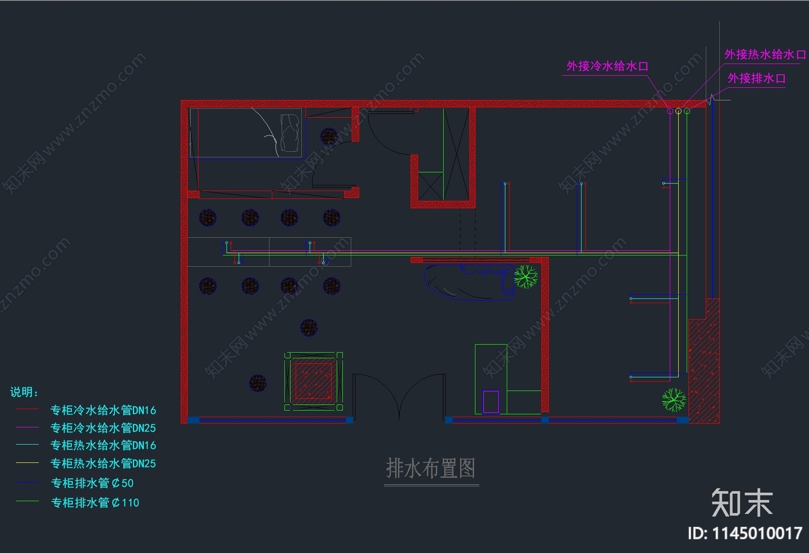 一套完整的美甲店施工图cad施工图下载【ID:1145010017】