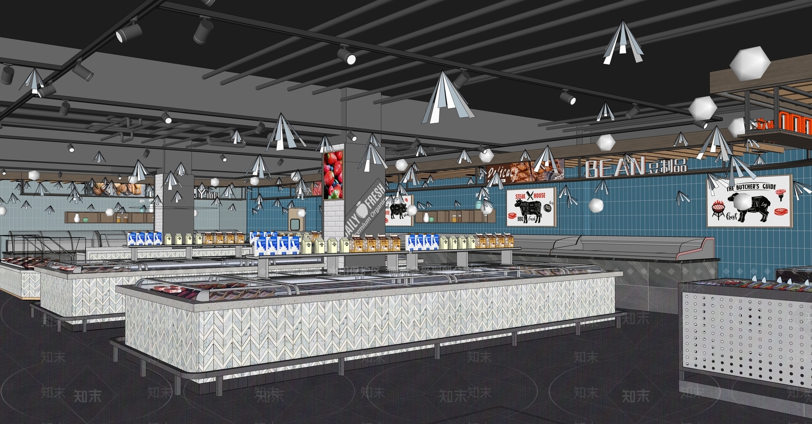 现代超市SU模型下载【ID:1145015420】