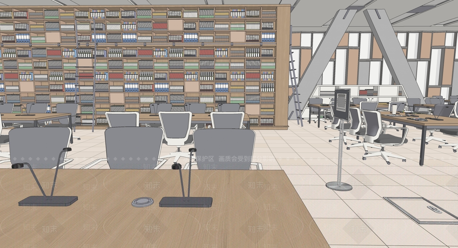 现代图书馆内部SU模型下载【ID:1145015612】