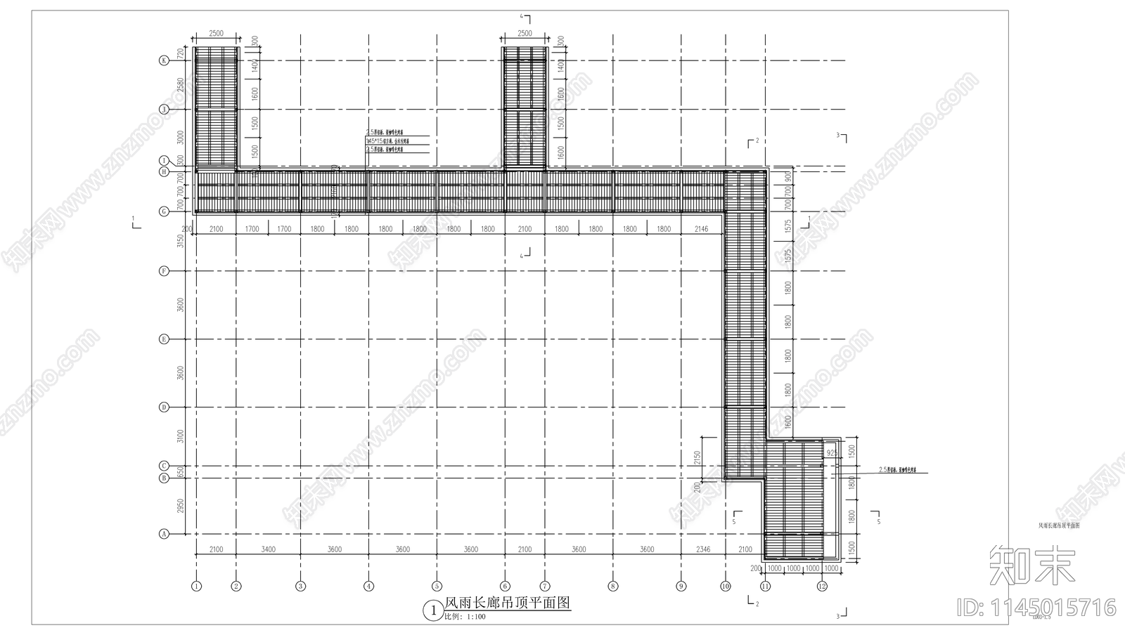 景观风雨长廊cad施工图下载【ID:1145015716】