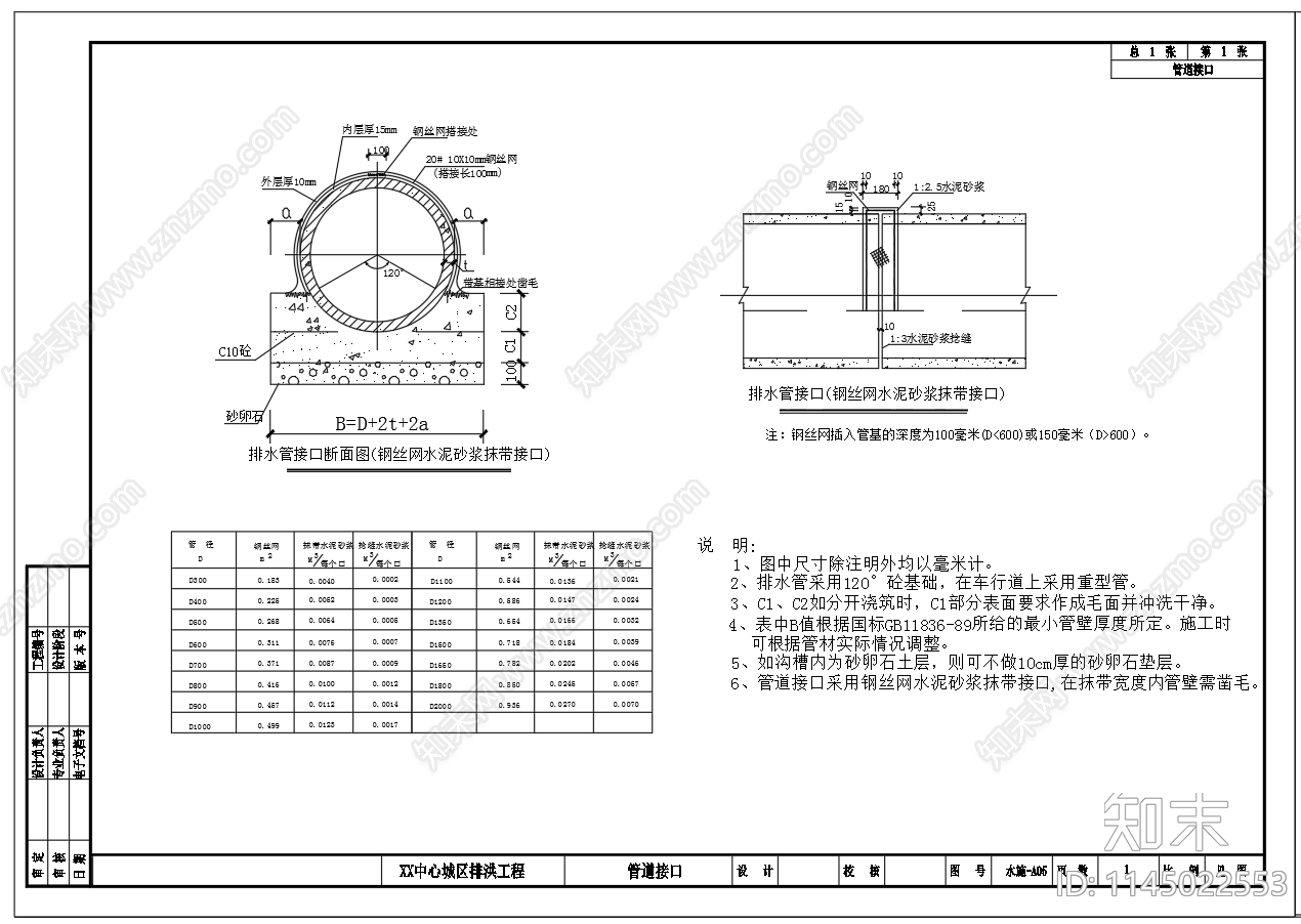 排洪沟地基沟槽处理设计图cad施工图下载【ID:1145022553】