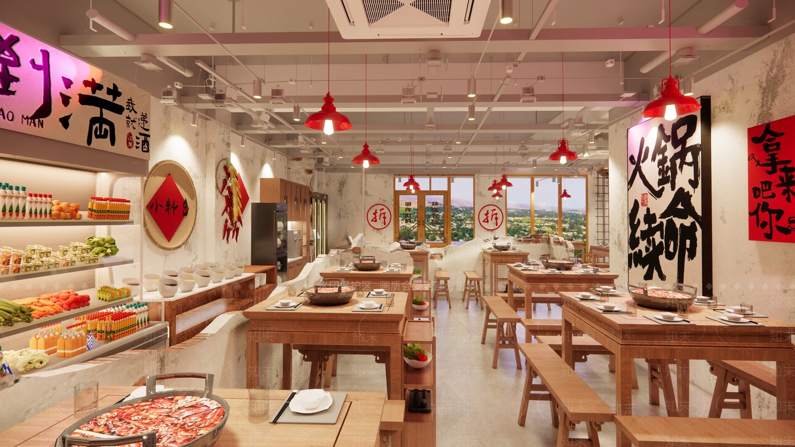 现代怀旧风火锅店SU模型下载【ID:1145024573】