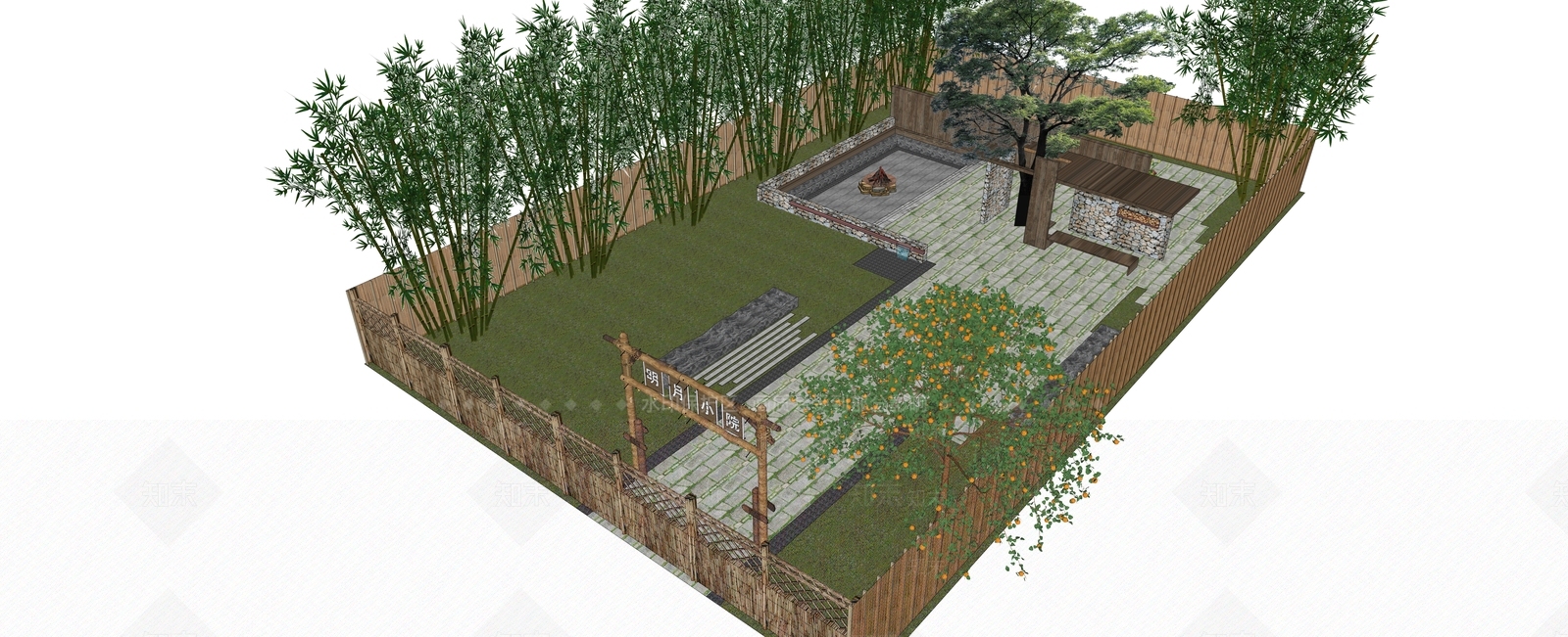 现代乡村庭院SU模型下载【ID:1145027797】