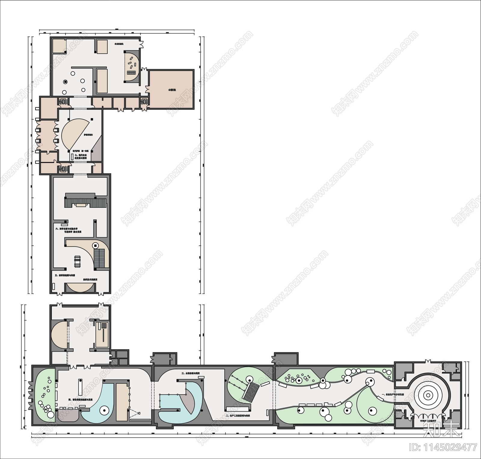 中国农业博物馆展厅平面图施工图下载【ID:1145029477】