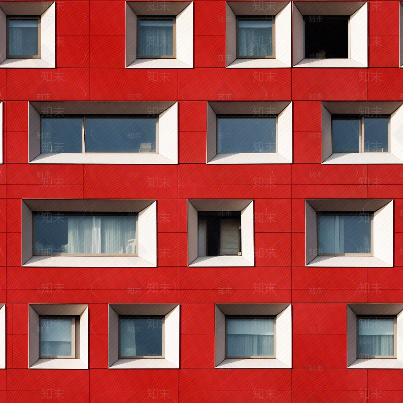 无缝红色铝板建筑立面贴图下载【ID:1145032587】