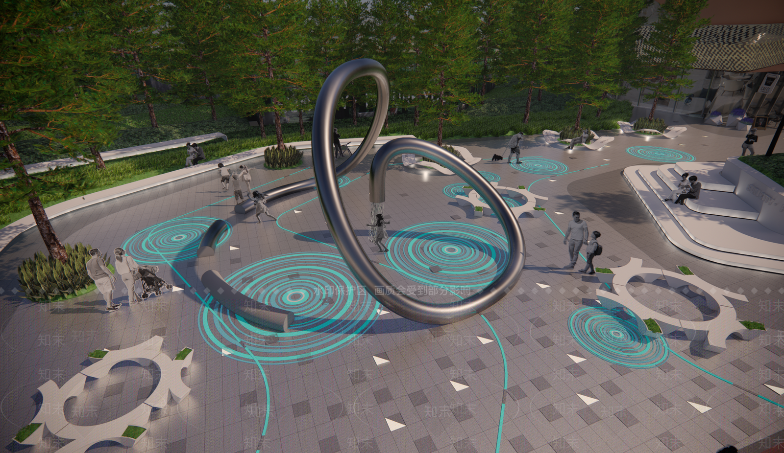 现代圆环艺术雕塑小品SU模型下载【ID:1145035472】