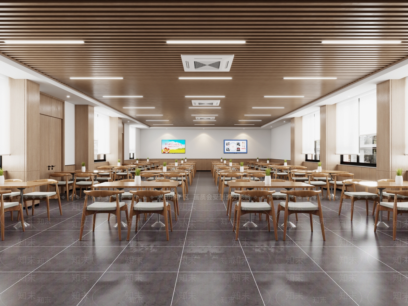 现代员工食堂3D模型下载【ID:1145041485】