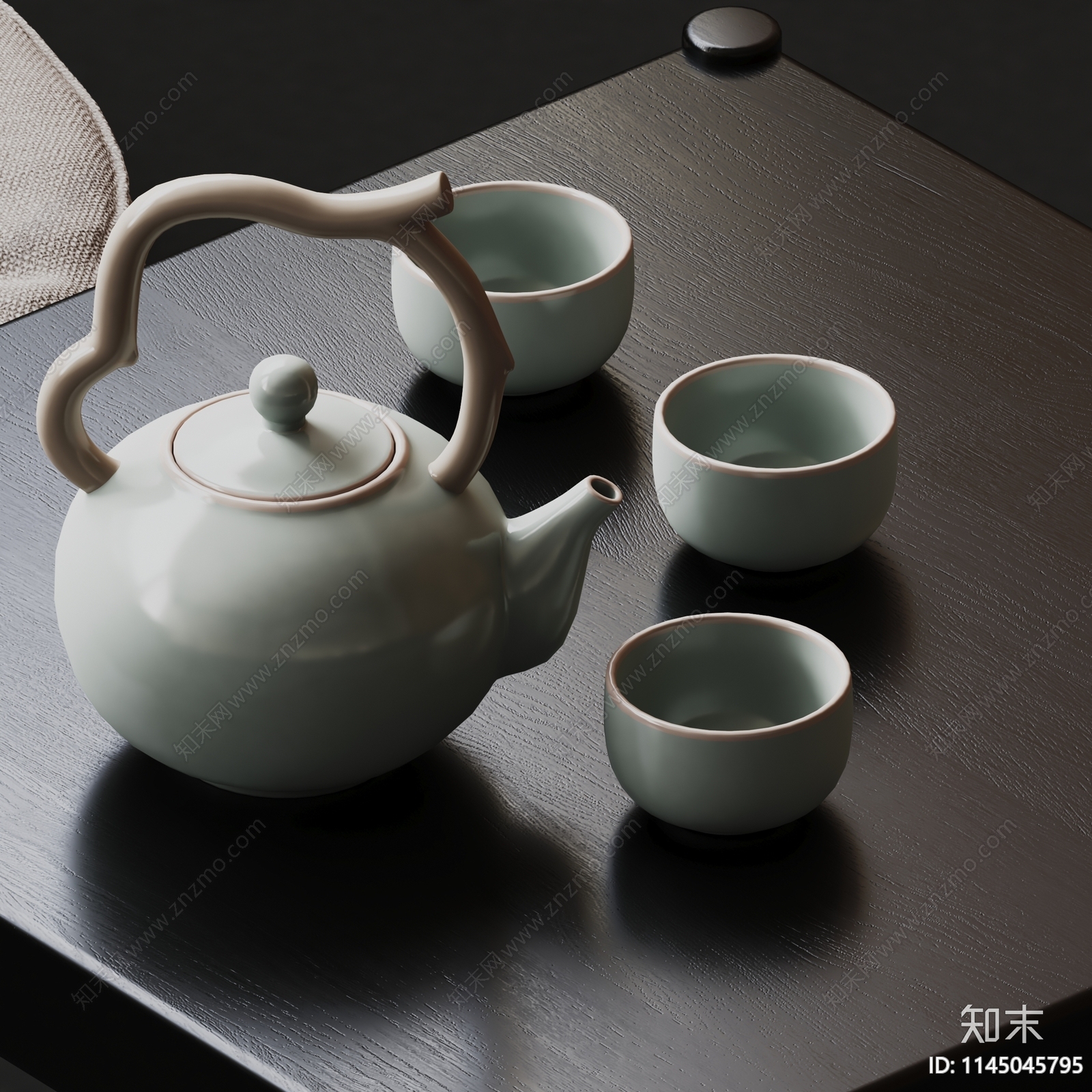 现代茶具摆件3D模型下载【ID:1145045795】