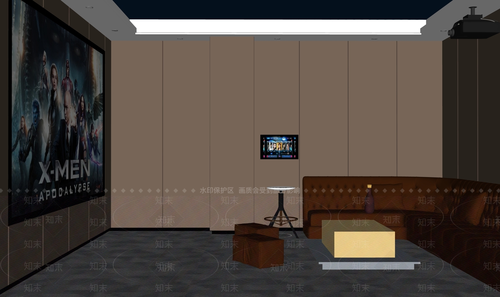 现代家居影音室SU模型下载【ID:1145048634】