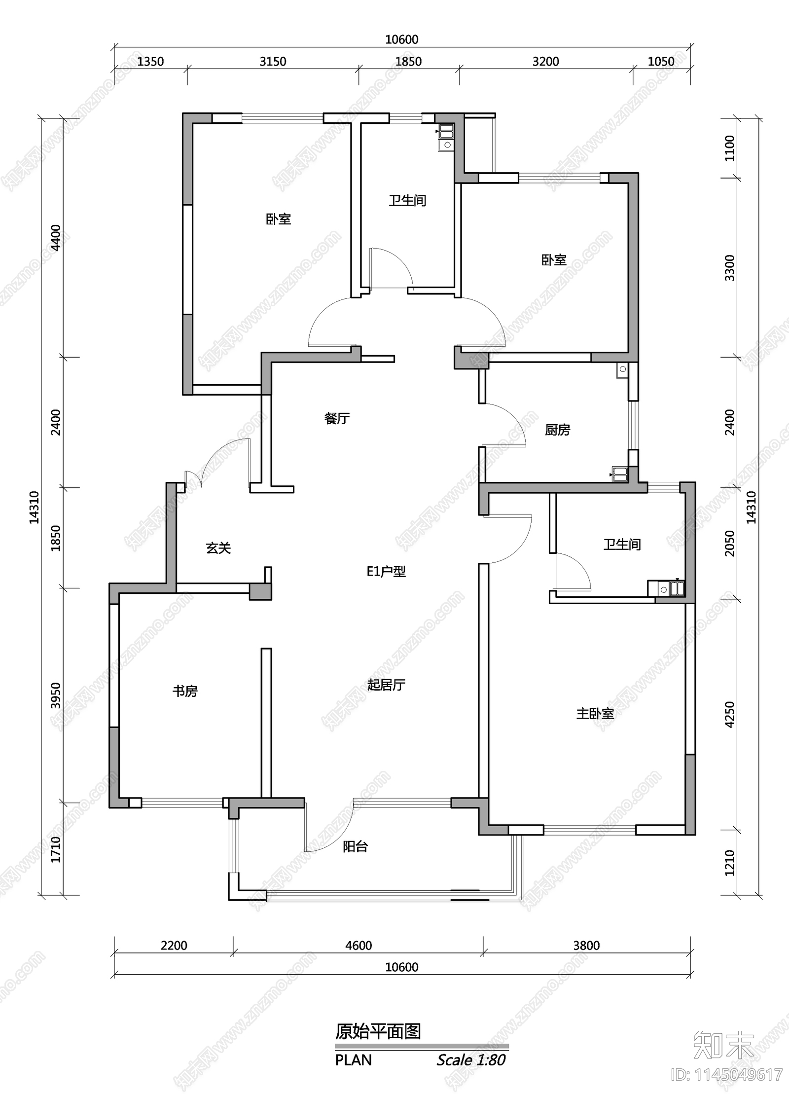 现代家装大平层cad施工图下载【ID:1145049617】