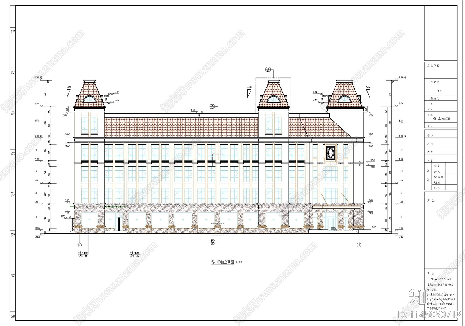 银行建筑cad施工图下载【ID:1145050712】