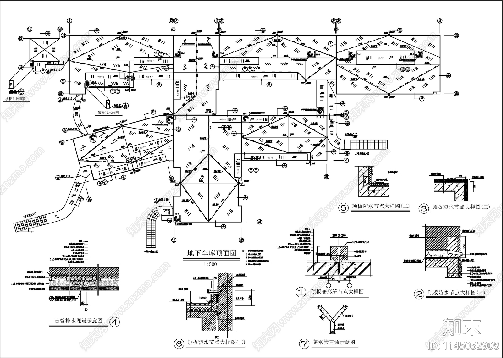 地下车库车道详图cad施工图下载【ID:1145052908】