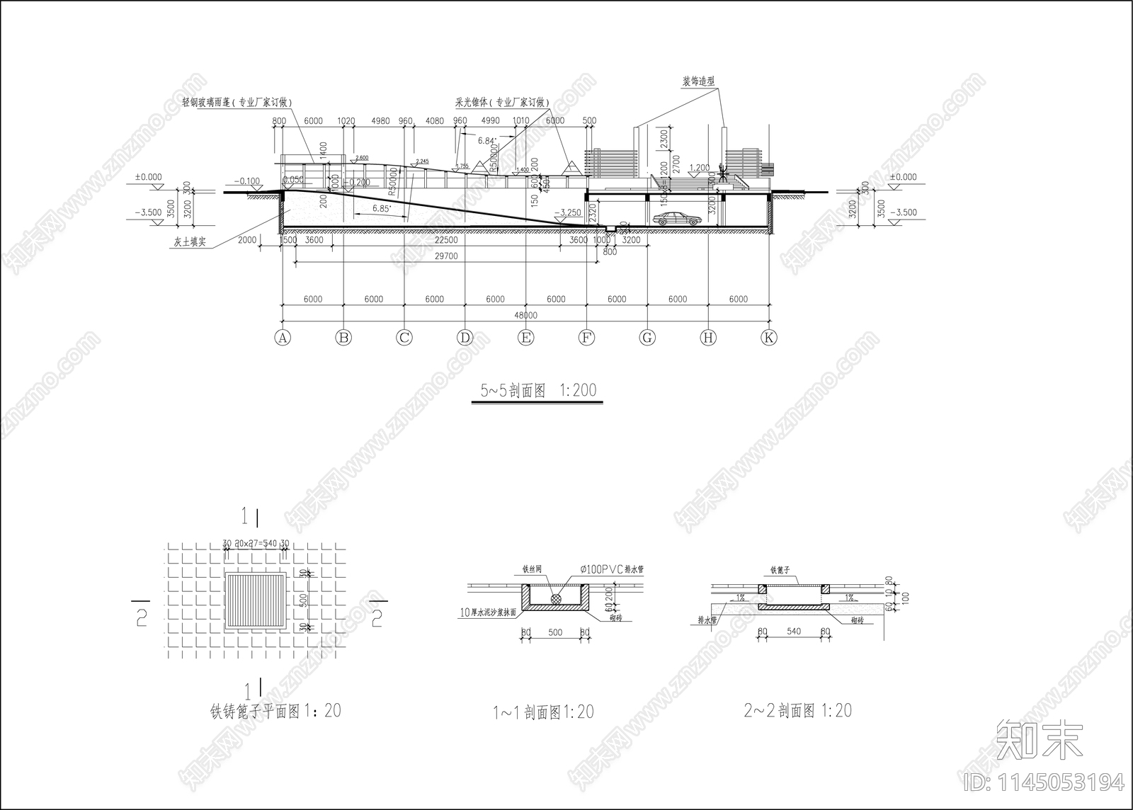 小区车库建筑详图cad施工图下载【ID:1145053194】