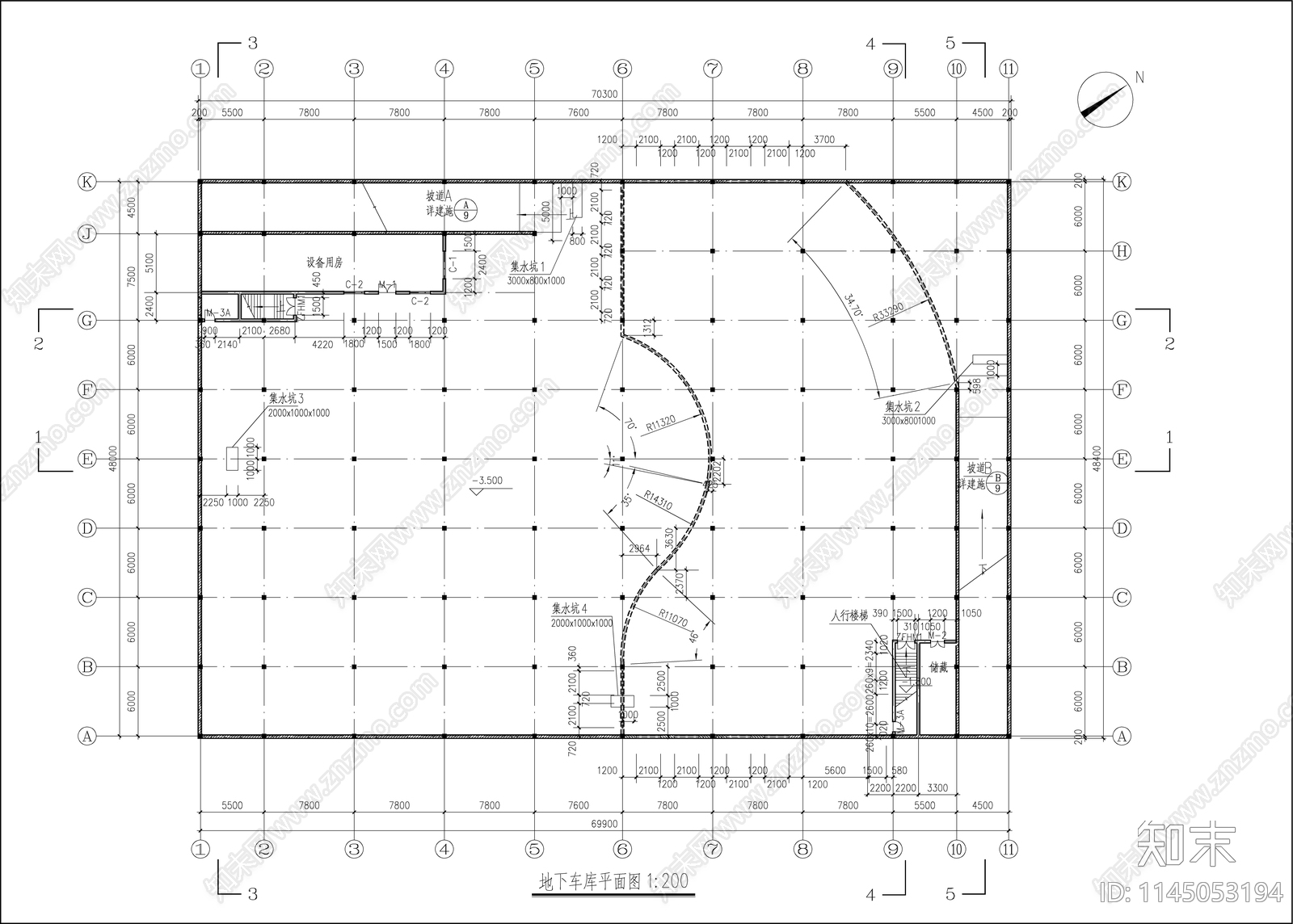 小区车库建筑详图cad施工图下载【ID:1145053194】