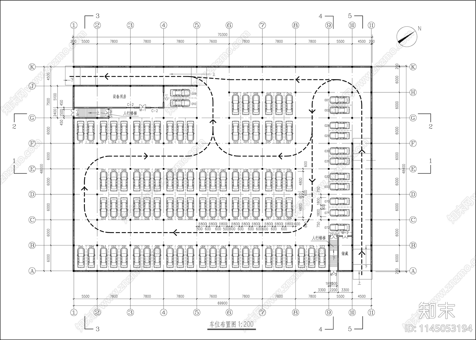 小区车库建筑详图cad施工图下载【ID:1145053194】