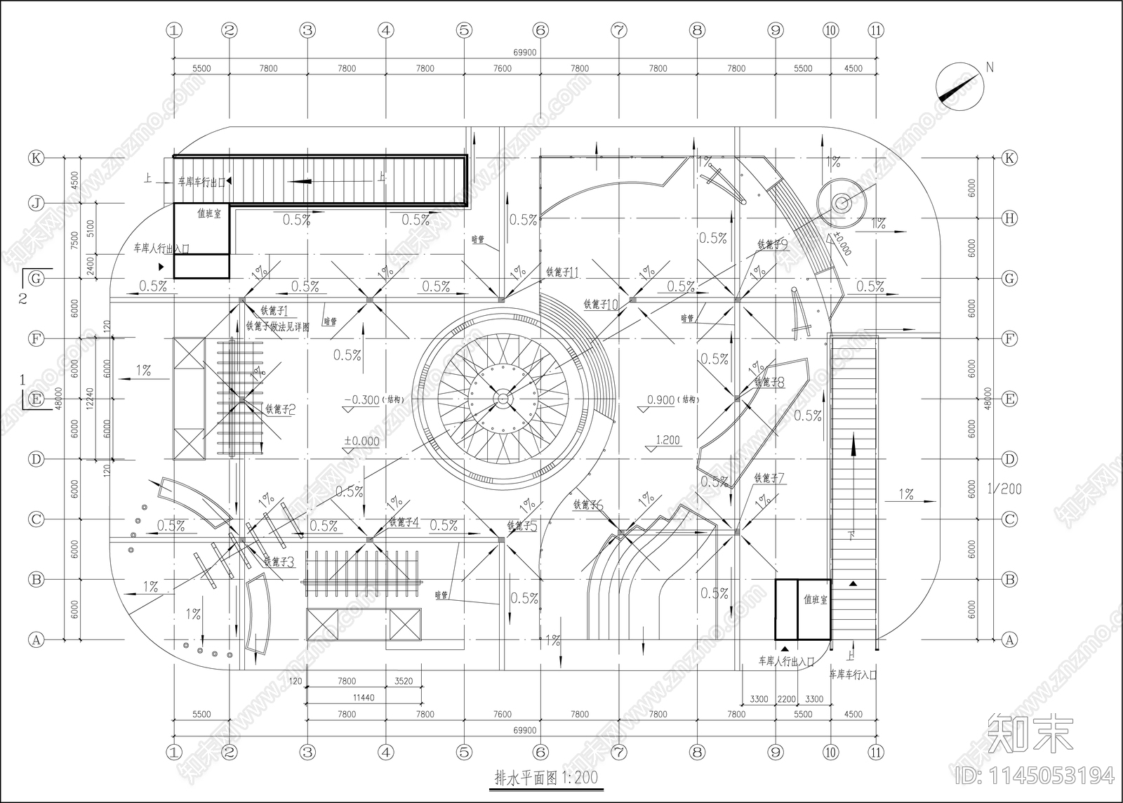 小区车库建筑详图cad施工图下载【ID:1145053194】