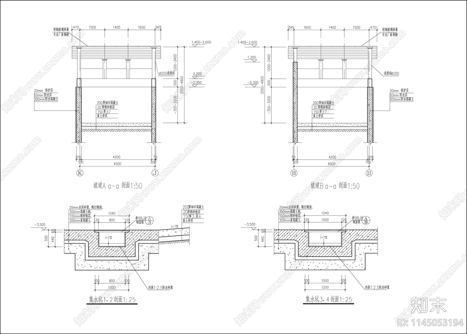 小区车库建筑详图cad施工图下载【ID:1145053194】