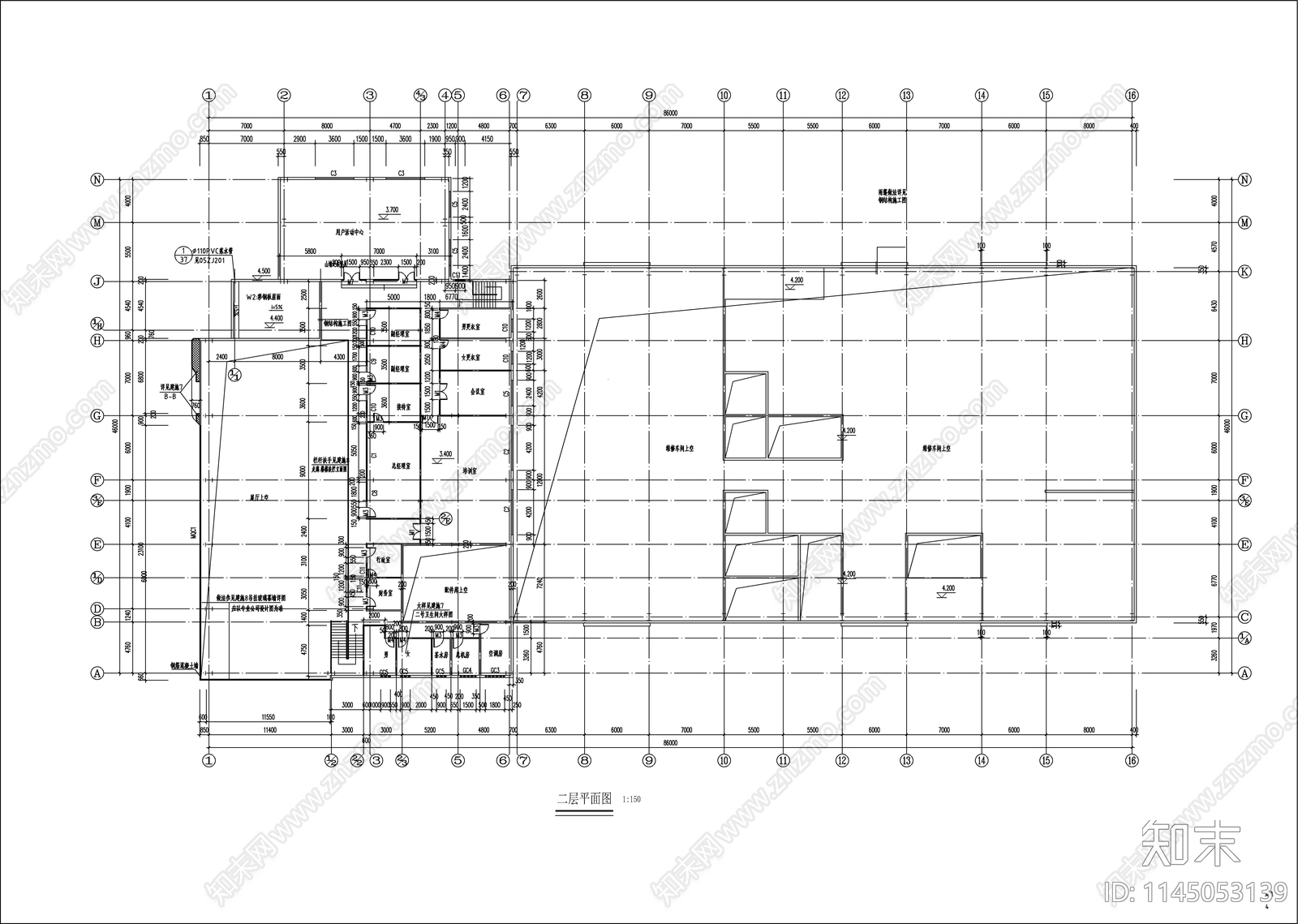 汽车维修车间建筑cad施工图下载【ID:1145053139】