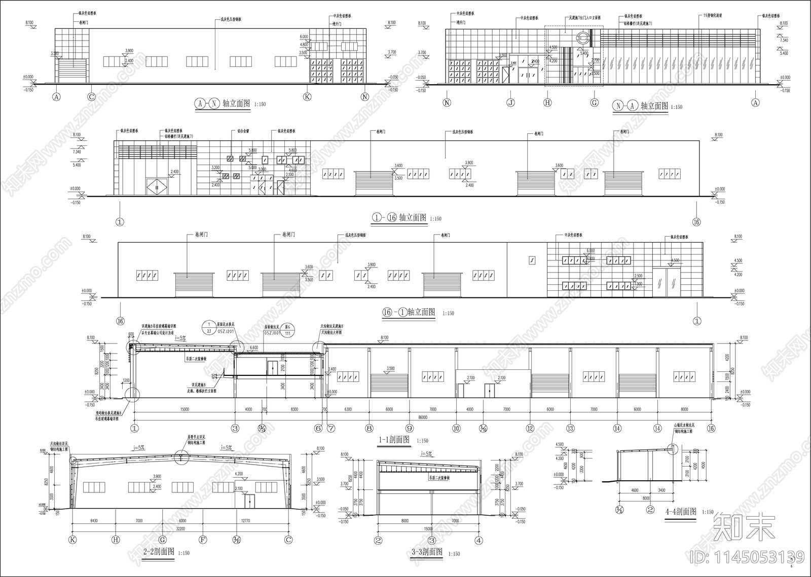 汽车维修车间建筑cad施工图下载【ID:1145053139】