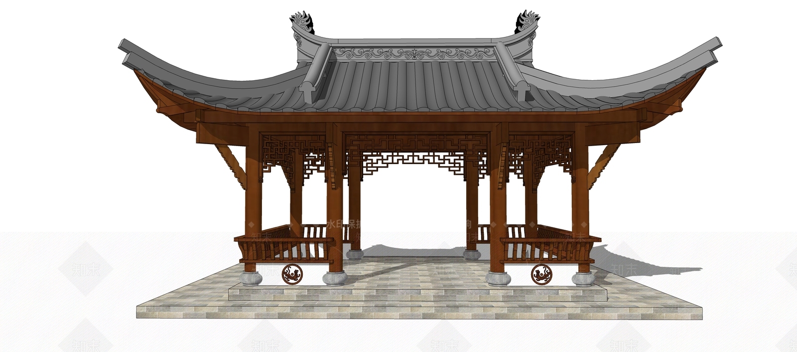 中式风格四角亭SU模型下载【ID:1145058068】