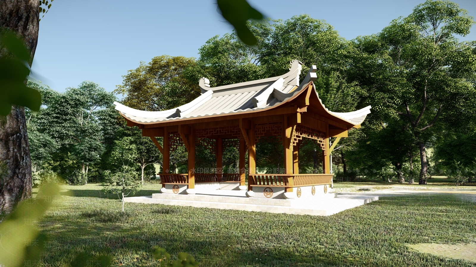 中式风格四角亭SU模型下载【ID:1145058068】