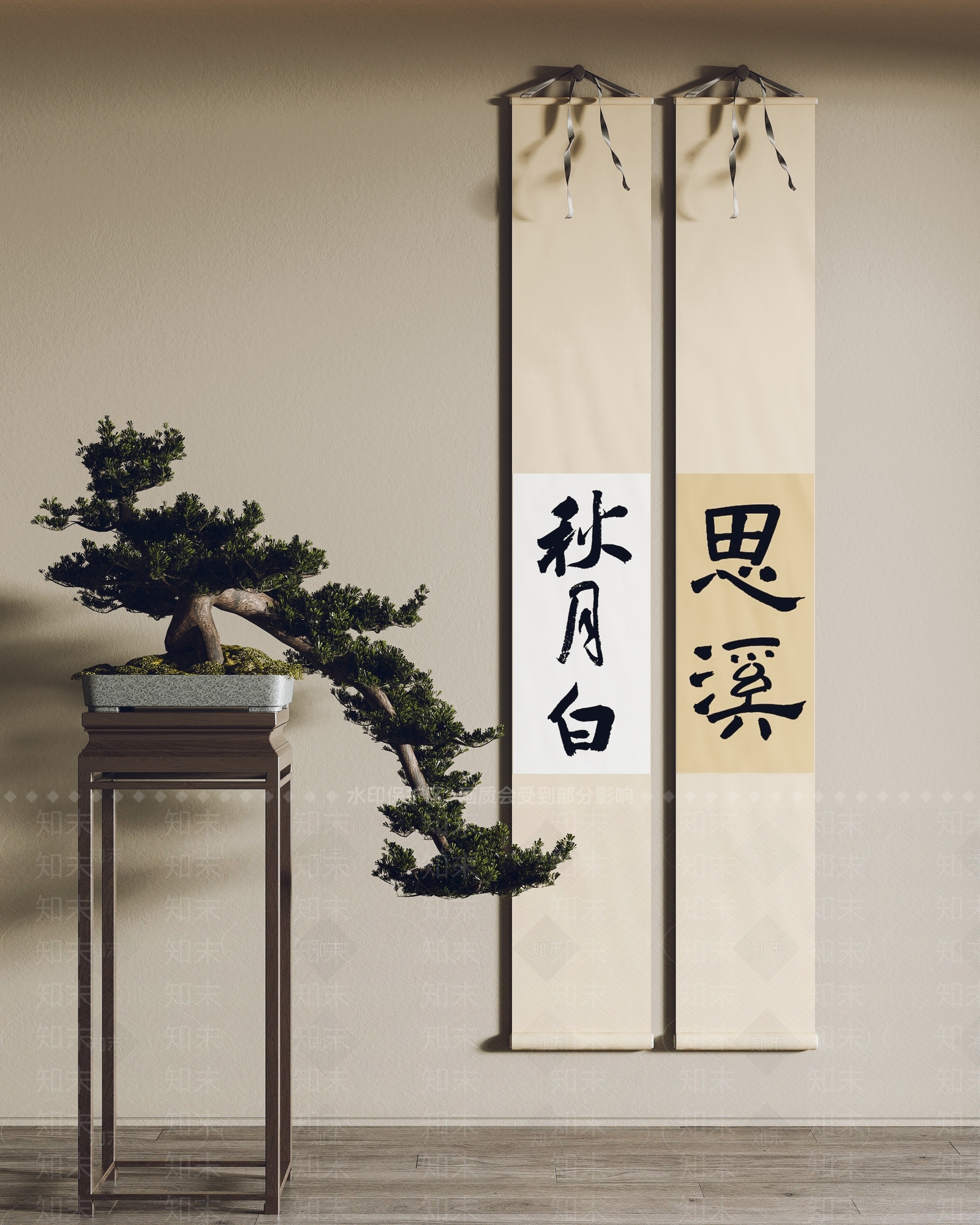 新中式卷轴装饰画3D模型下载【ID:1145065705】