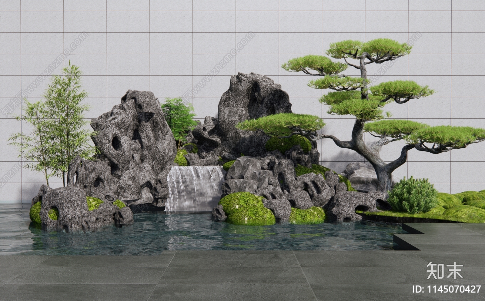 新中式假山水景3D模型下载【ID:1145070427】