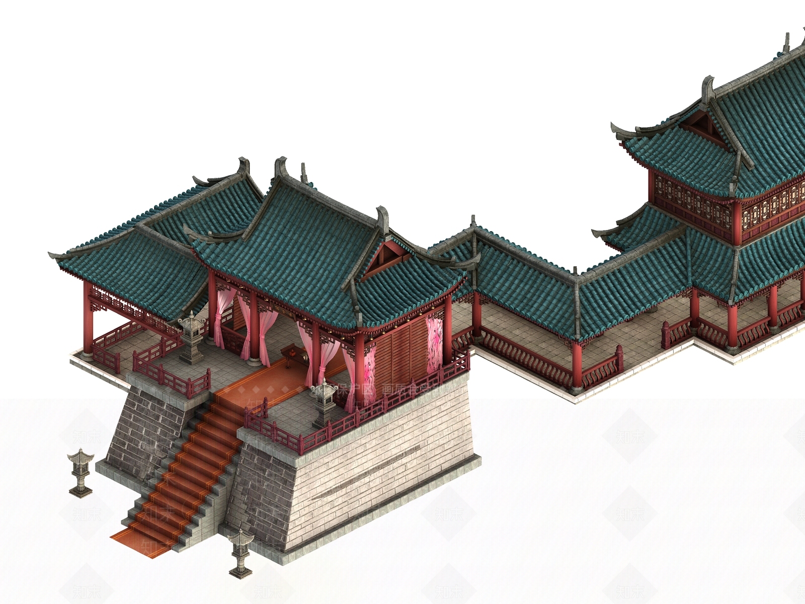古代城楼3D模型下载【ID:1145071247】_知末3d模型网