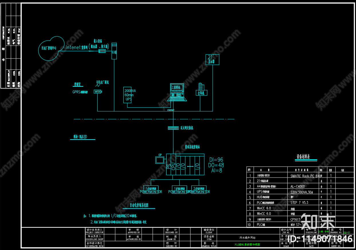 污水提升泵站自控电气图cad施工图下载【ID:1145071846】
