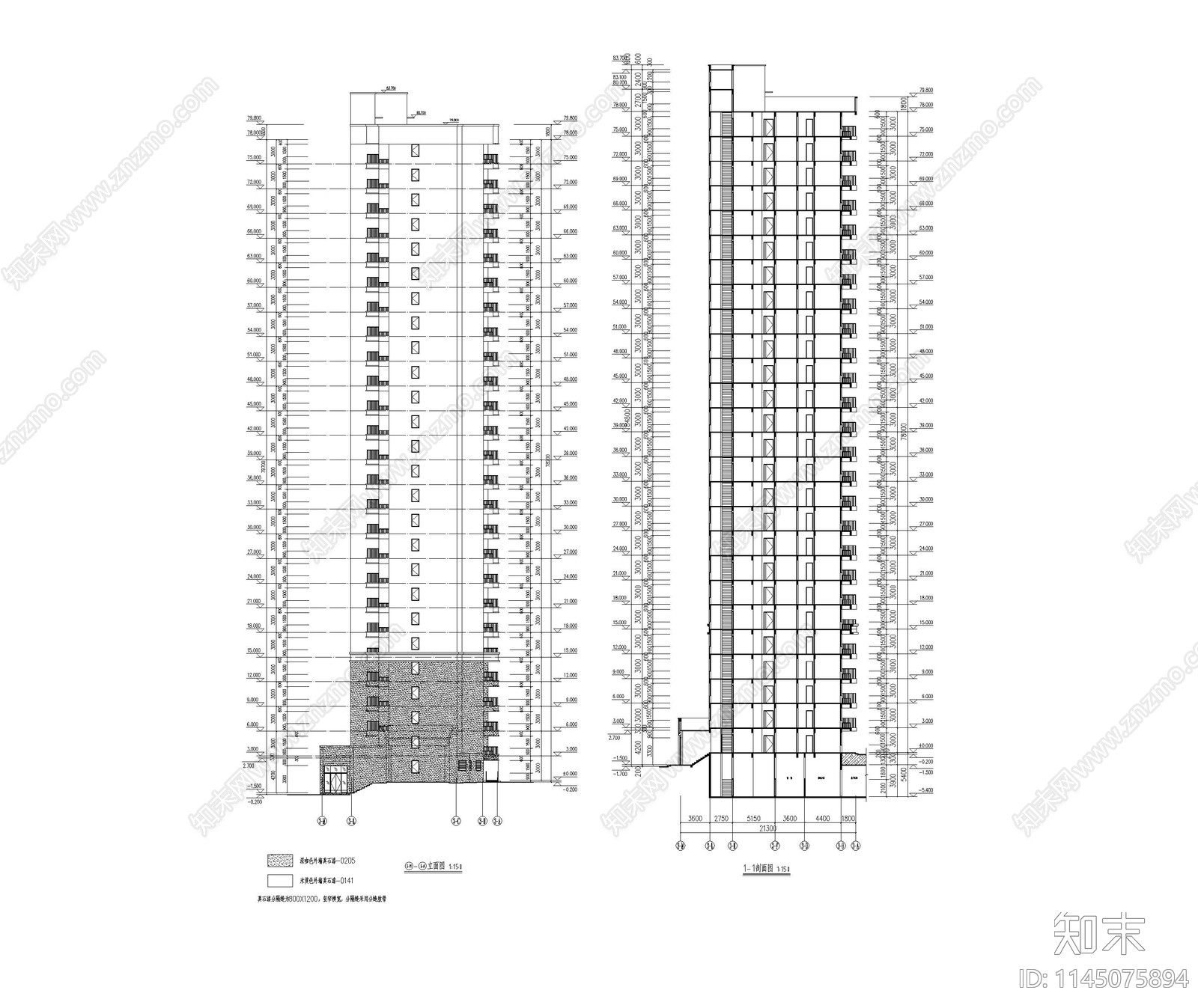 高层住宅建筑CAD图纸施工图下载【ID:1145075894】