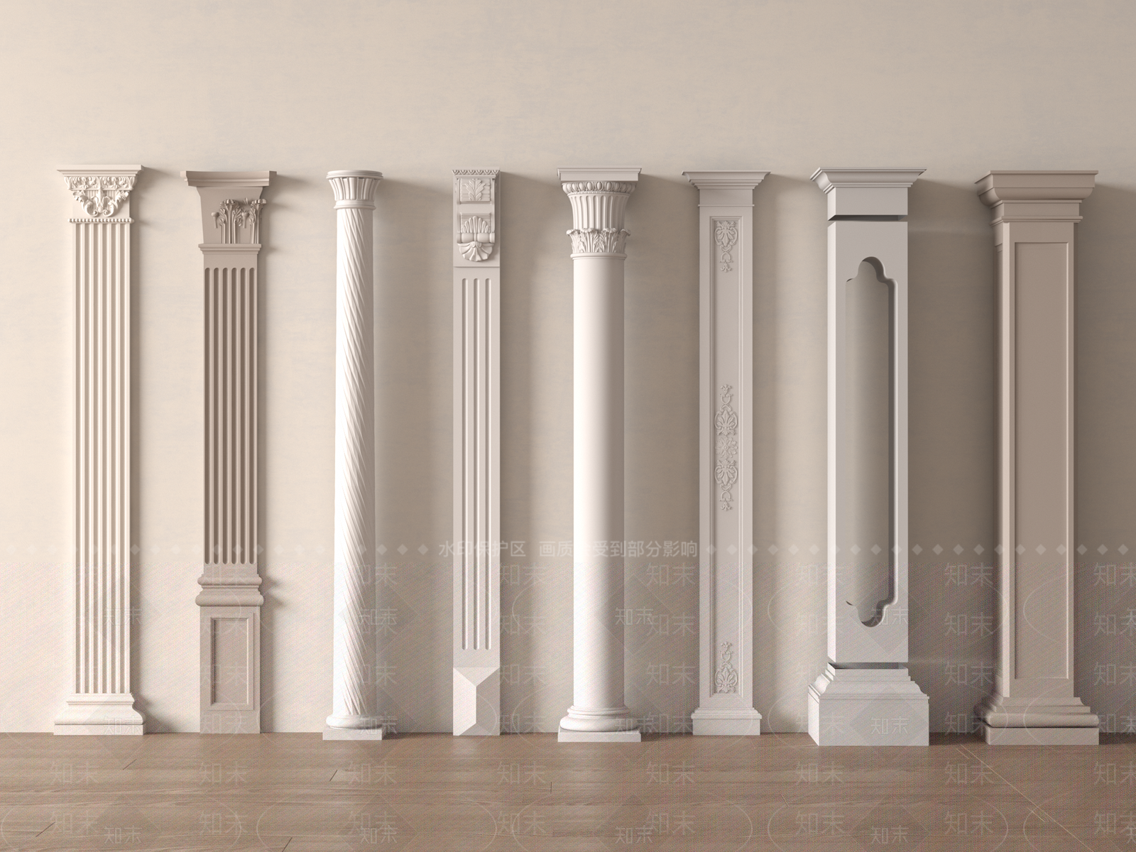 欧式古典罗马柱SU模型下载【ID:1145076531】