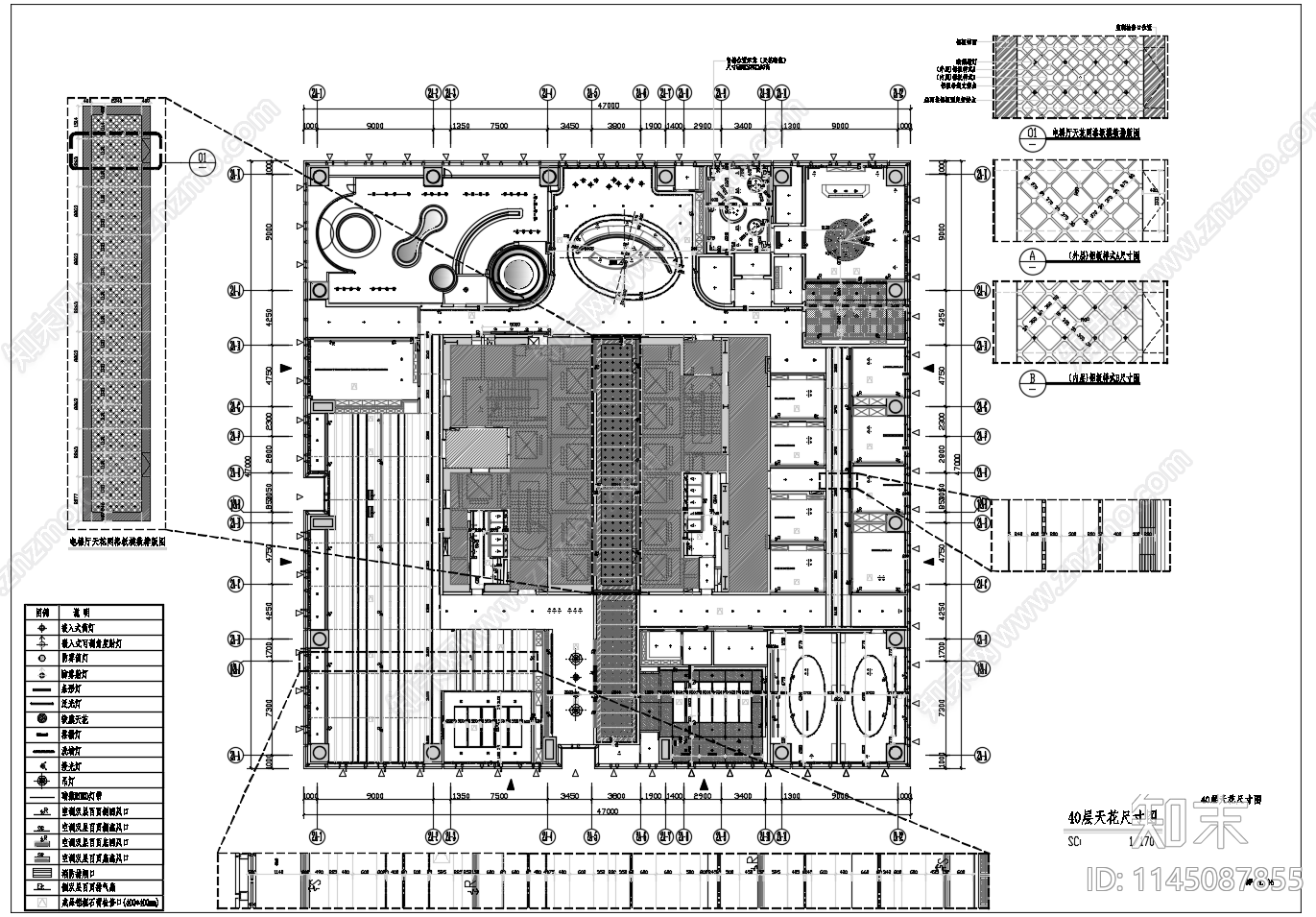 2200m²企业办公室平面cad施工图下载【ID:1145087855】