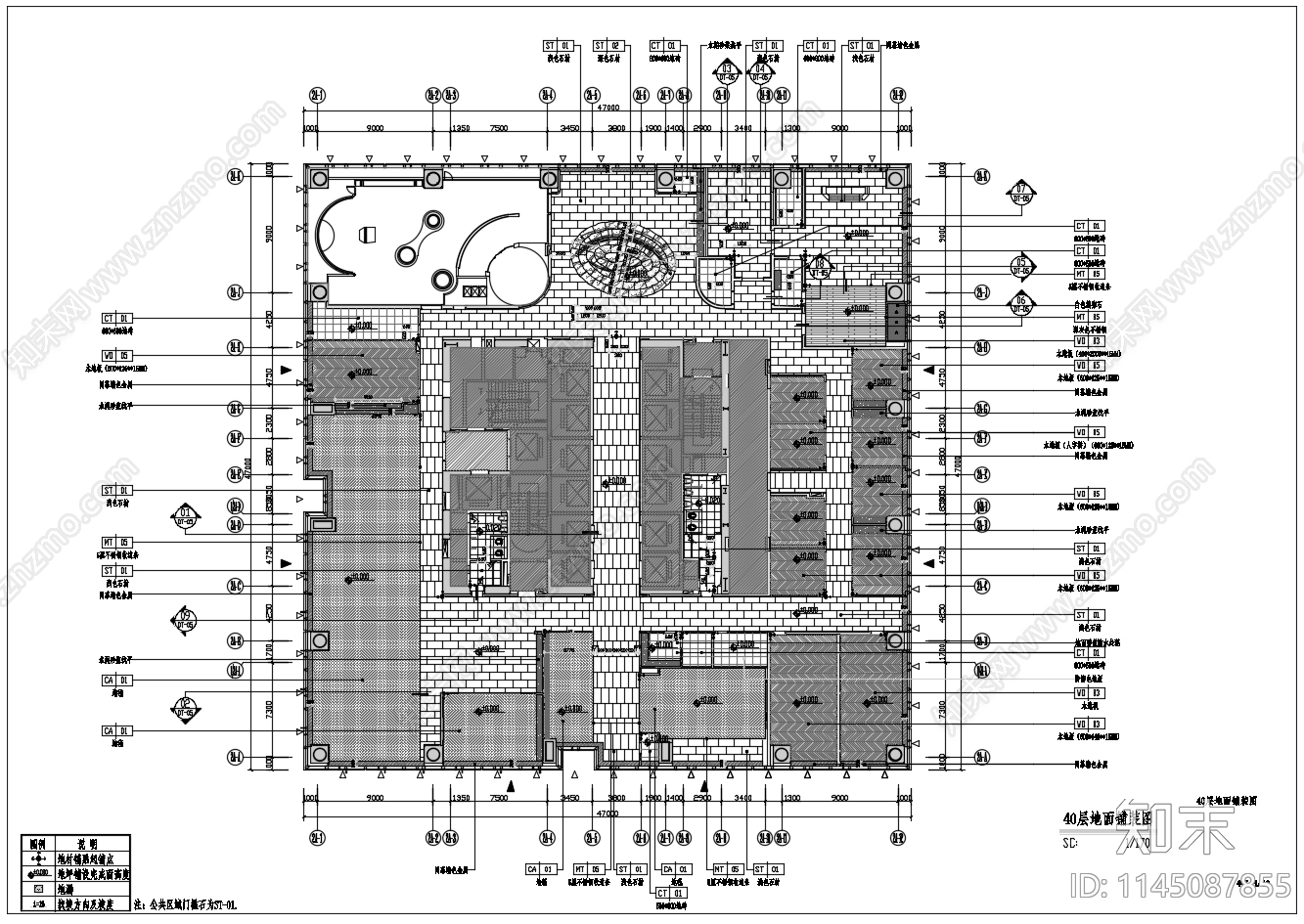 2200m²企业办公室平面cad施工图下载【ID:1145087855】
