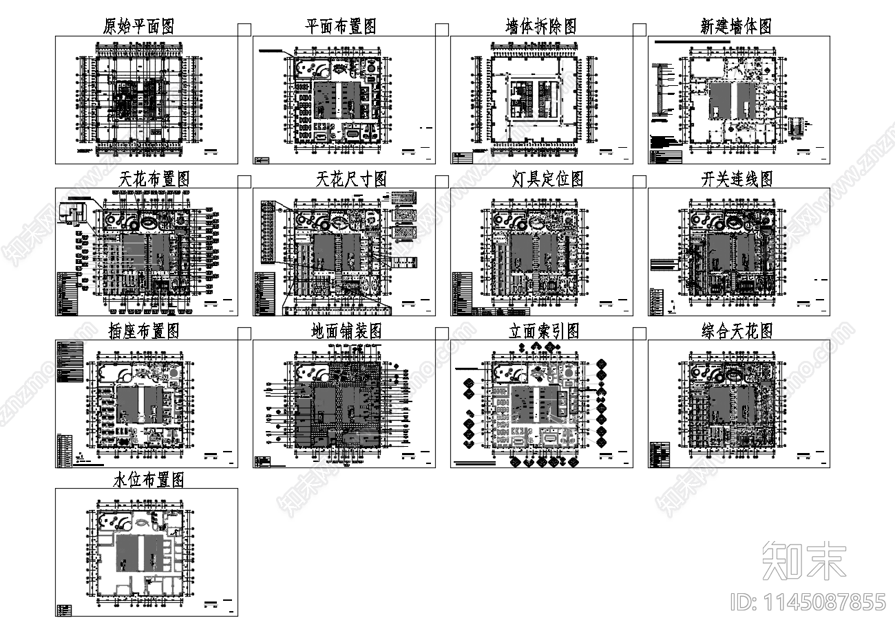 2200m²企业办公室平面cad施工图下载【ID:1145087855】