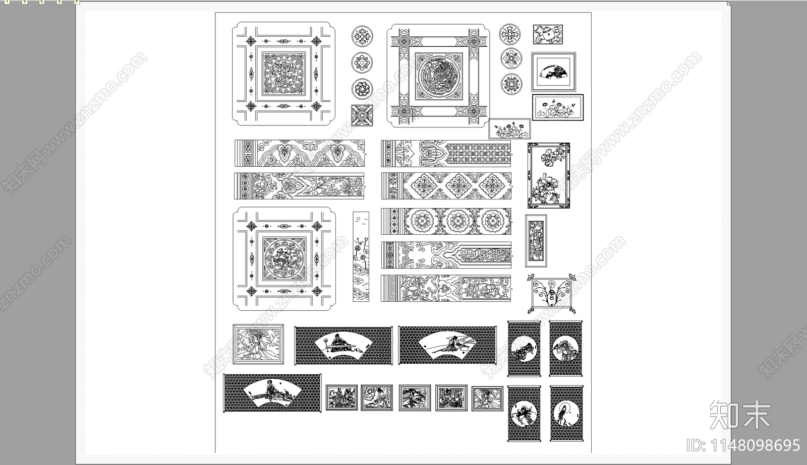 现代拼花图案cad施工图下载【ID:1148098695】