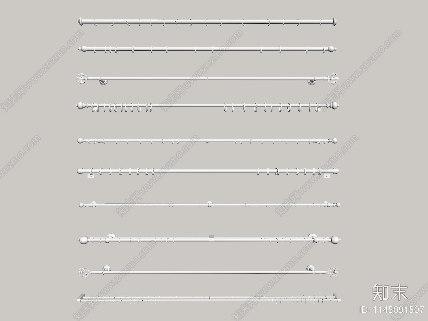 现代窗帘杆SU模型下载【ID:1145091507】