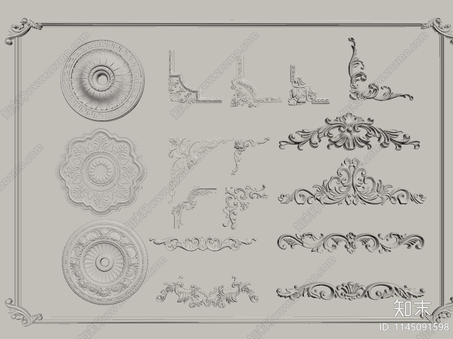 法式石膏雕花SU模型下载【ID:1145091598】