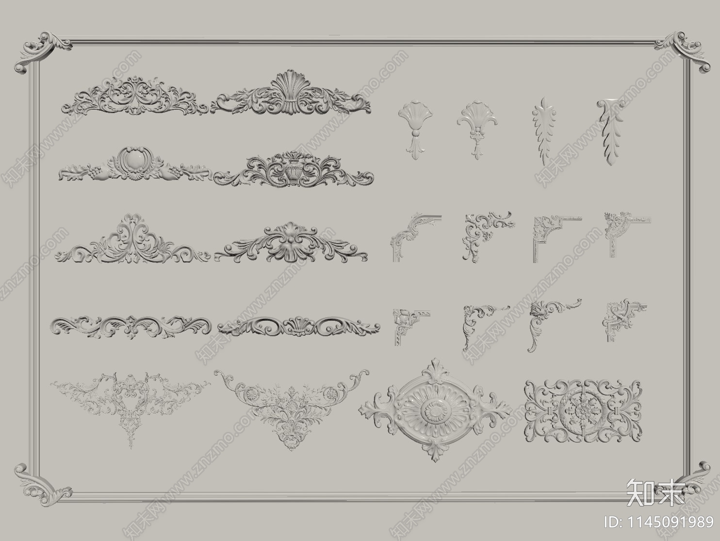 法式石膏雕花SU模型下载【ID:1145091989】