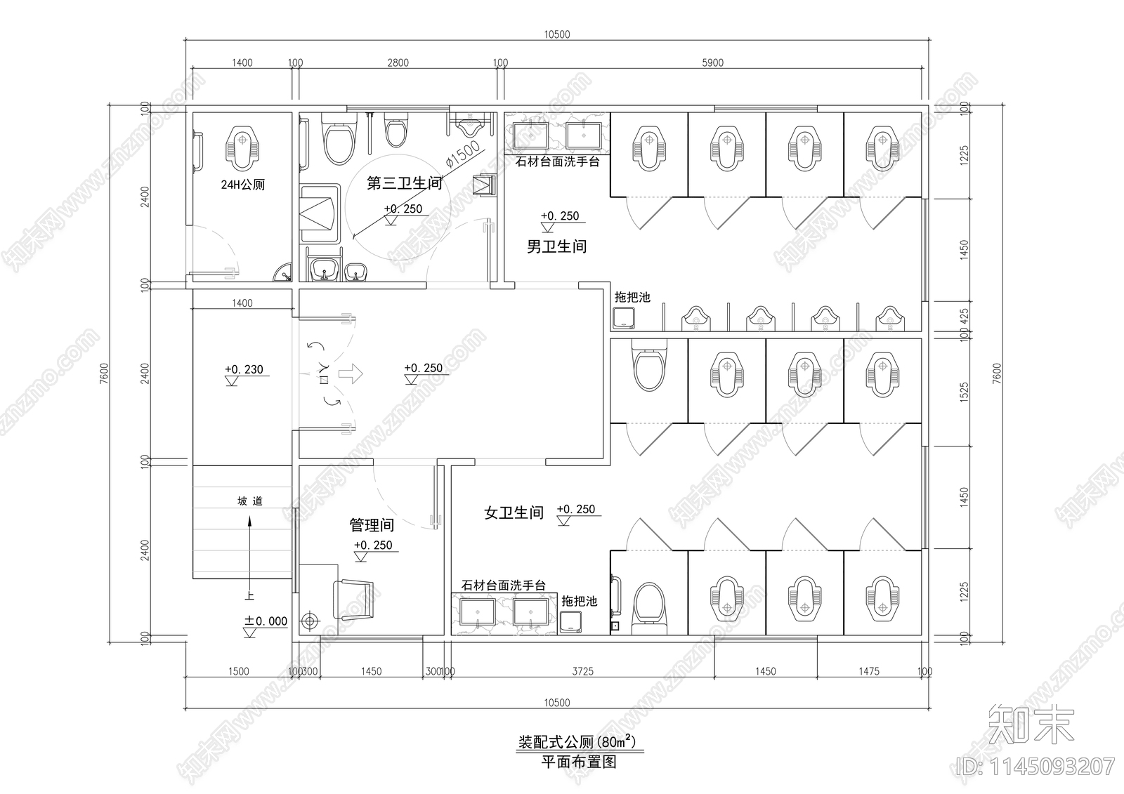 公厕平面图施工图下载【ID:1145093207】_知末案例馆